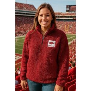 NWT Knights Apparel Arkansas Razorbacks Women’s Large Sherpa Fleece Pullover...